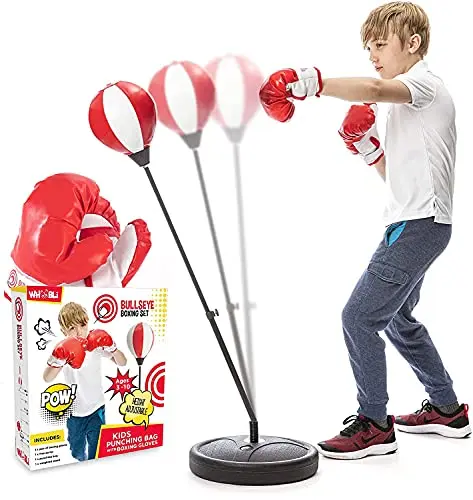 Adjustable Freestanding Bag & Gloves, Red White