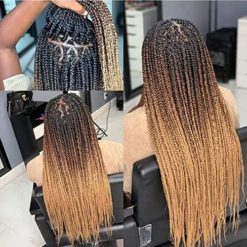 THEMIS HAIR ombre box braids crochet hair in black to brown shades with pre-looped design