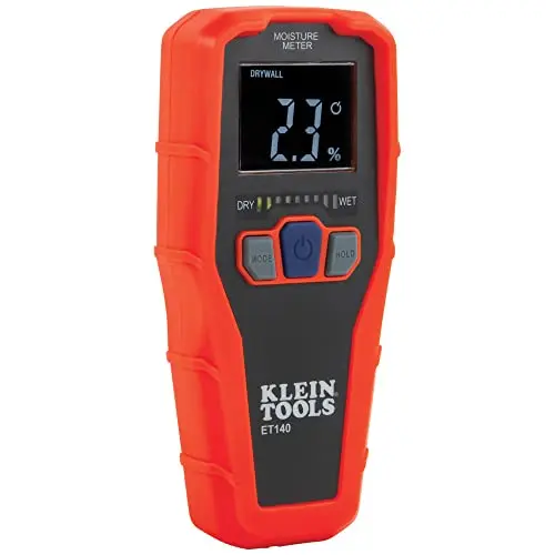 Klein Tools ET140 pinless moisture meter with reverse-contrast display