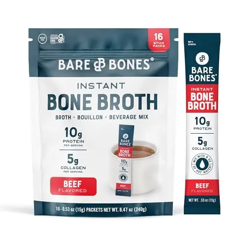 Instant Beef Bone Broth, Collagen-Boosted, 16 Pack