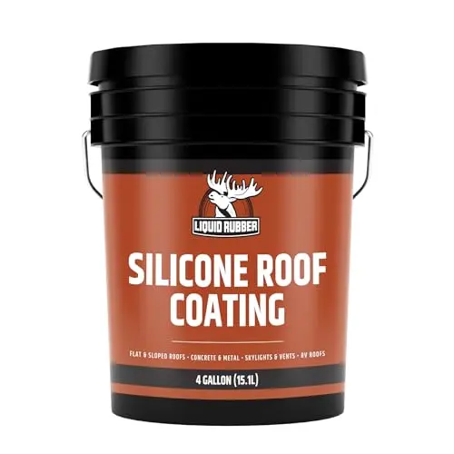 Liquid Rubber silicone roof coating in white 4-gallon container