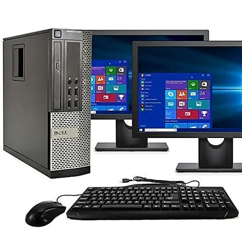 PC Bundle with Dual 24' Monitors (Renewed)