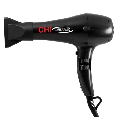 CHI ceramic hair dryer in jett black with diffuser and nozzle