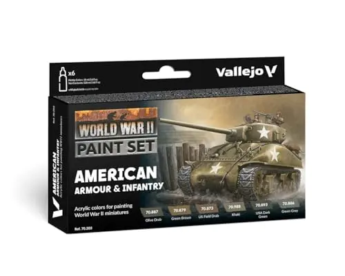 Vallejo WWII model paint set with 6 historically accurate US military colors