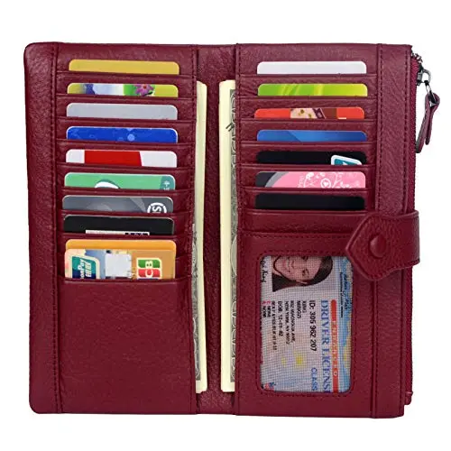 Double Zipper Bifold - Wine Red