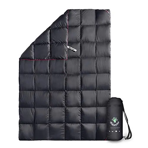 4Monster down camping blanket in grid-black pattern
