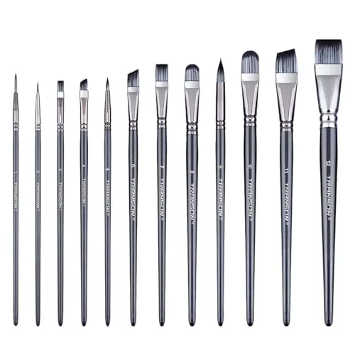 Transon 12-piece artist paint brush set for oil and acrylic painting