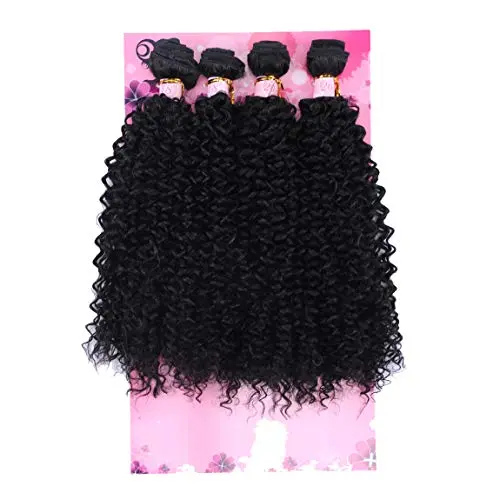 FRELYN kinky curly synthetic hair bundles in black color