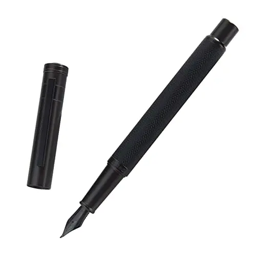 Asvine brushed black fude calligraphy fountain pen with bent nib