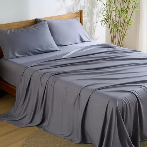 Bedsure bamboo-derived rayon sheets in dark grey