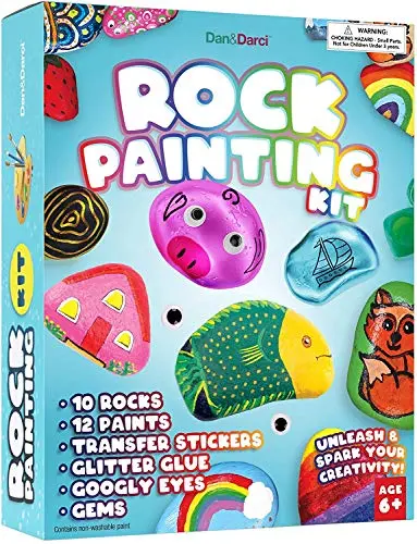 Dan&Darci rock painting kit with standard and metallic paints