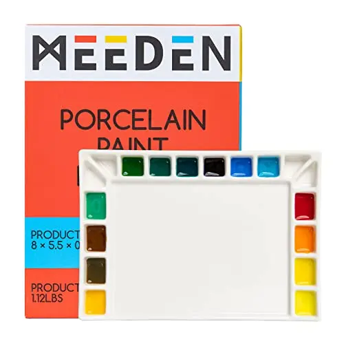 MEEDEN 18-well rectangular porcelain watercolor palette with large mixing area