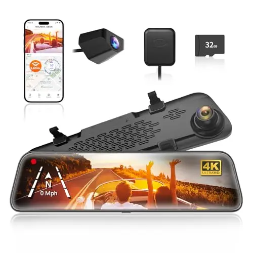 4K Mirror Backup Dual Camera with GPS & WiFi