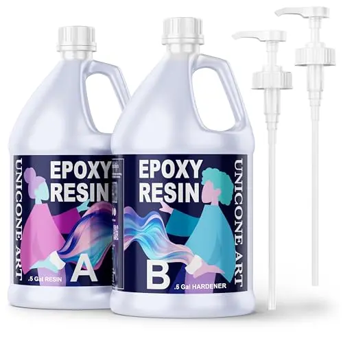 Unicone Art resin epoxy kit with resin and hardener bottles