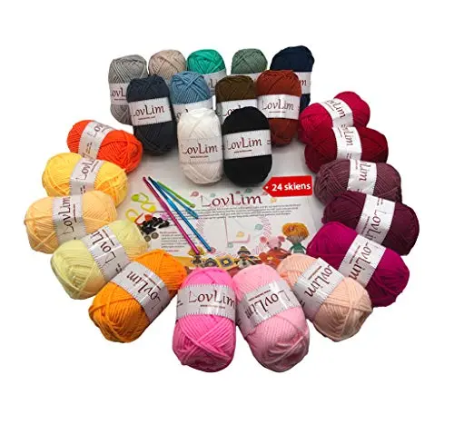 LOVLIM cotton milk yarn balls in rainbow colors