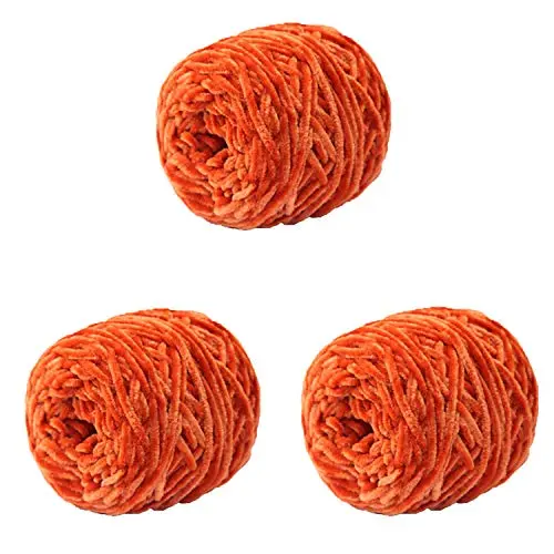 Chenille Velvet Yarn in orange yellow color