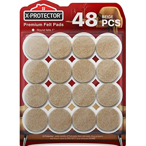 X-PROTECTOR beige round felt pads on chair legs