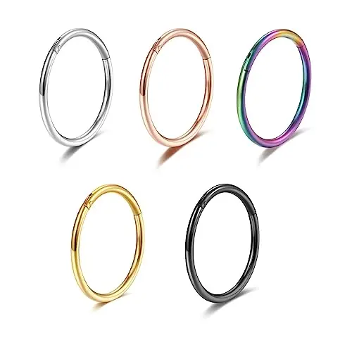 5-Pack Surgical Steel Hinged Hoops