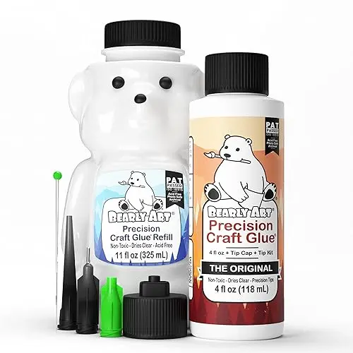 Bearly Art Precision Craft Glue bundle with tip kit and refill bottle