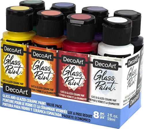 DecoArt Glass Paint value pack with eight assorted colors