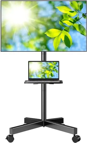 Mobile rolling stand with laptop shelf & tilt