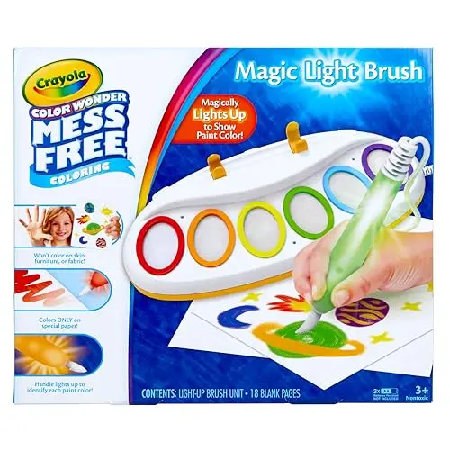 Crayola Color Wonder magic light brush painting station with light-up brush and paper