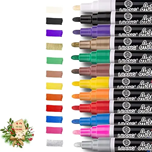 IJIANG acrylic paint pens for rock painting in 12 colors