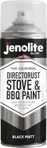 JENOLITE high heat spray paint for fireplace metal protection
