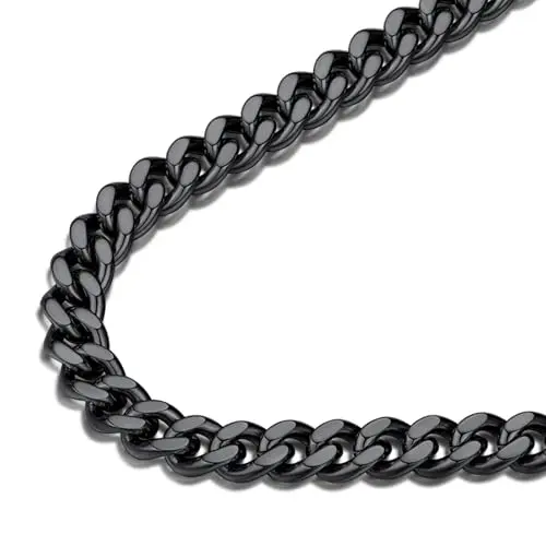 FindChic black cuban link chain necklace for men