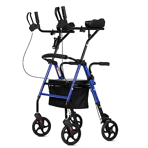 Stand Up Rollator Walker with Seat & Adjustable Frame