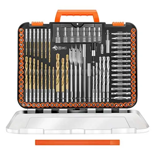 ENERTWIST 112-piece drill bit and driver bit set in a tough case for wood, metal, and masonry