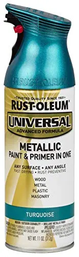 Rust-Oleum Universal All Surface Metallic Spray Paint can in turquoise