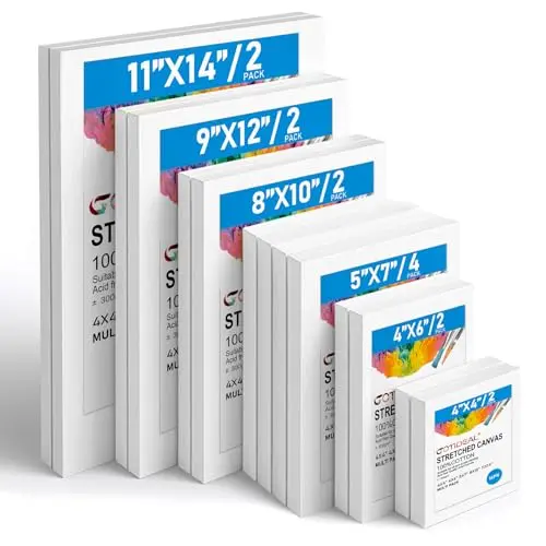 Gotideal 14-pack multi-size stretched canvases for oil painting