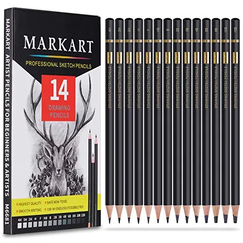 MARKART professional drawing pencils set with multiple hardness levels