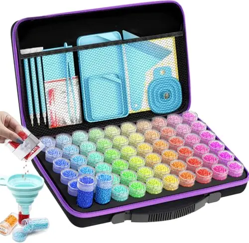 ARTDOT diamond painting storage case with 60 containers and foam protection