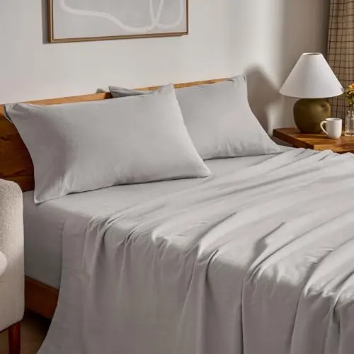 Bare Home flannel sheets in light grey
