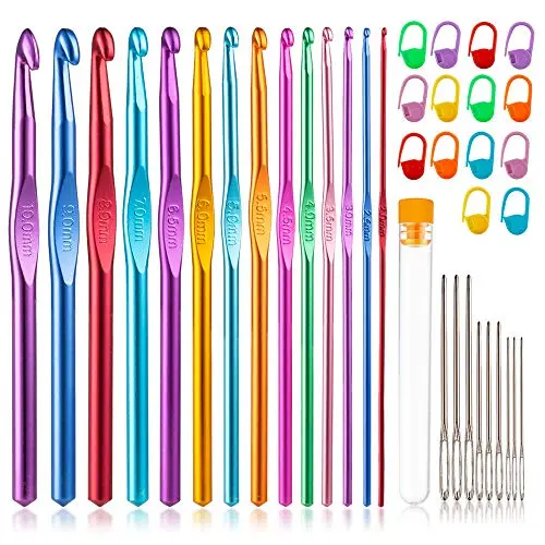 Vodiye colorful aluminum crochet hooks with ergonomic handles