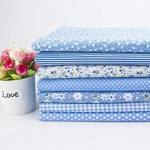 ANTETEK 20x20 inch blue pattern cotton fat quarter bundles