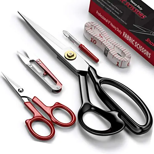 Snavida 9-inch tailor shears with titanium coating and white handles
