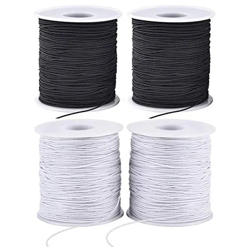 LUSTEMBER 4-roll elastic string set in black and white colors