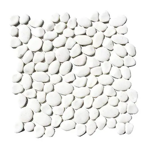 CNK Tile Primo white polished pebble tile for shower floor