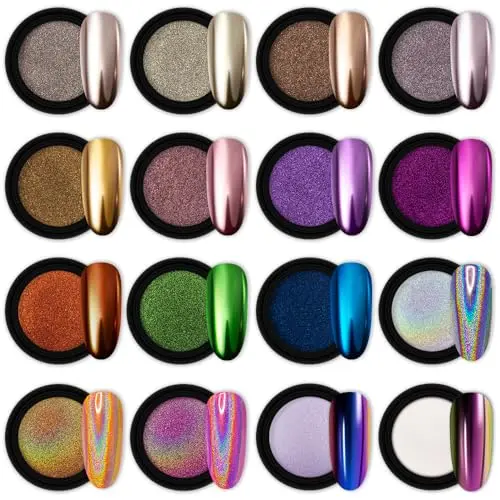 16-Color Mirror, Holo & Chameleon Powders Kit