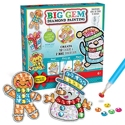 Creativity for Kids Big Gem Diamond Painting Kit with holiday stickers and suncatchers