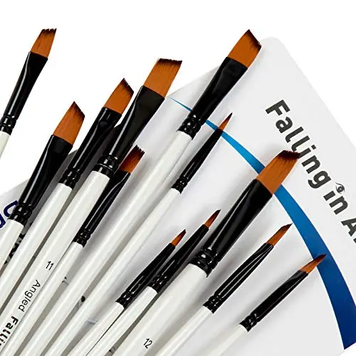 Falling in Art angled paint brushes set for professional use