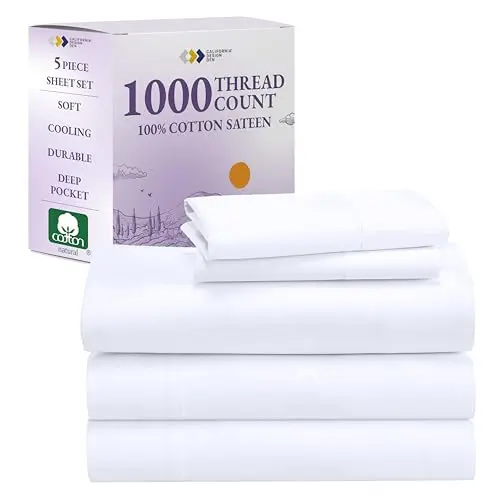 California Design Den cotton sateen sheets in bright white