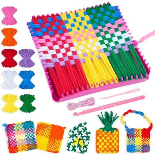 PREBOX weaving loom kit with acrylic yarn loops and tools