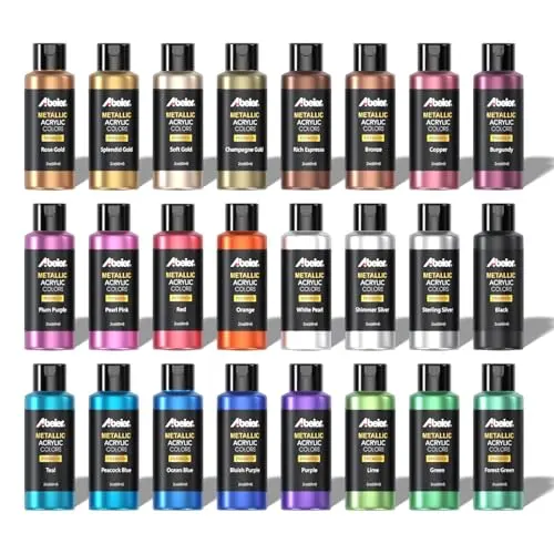 ABEIER Metallic Acrylic Paint set with 24 metallic colors