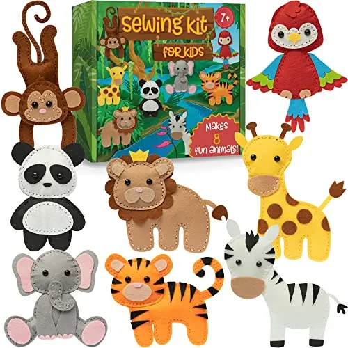 Craftorama wild animal sewing kit with pre-cut felt pieces and supplies