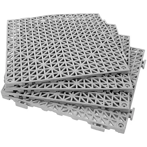 12-Pack PVC Non-Slip Interlocking Mats, Grey