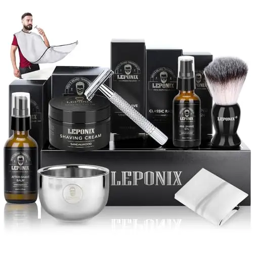 7-Piece Complete Wet Shaving Set with Safety Razor